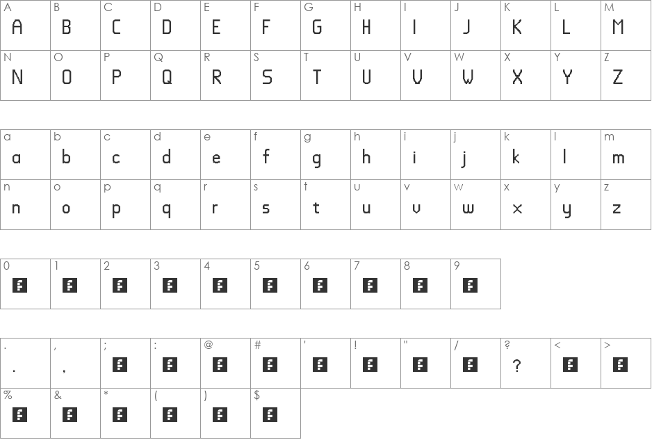 151 klindsey font character map preview