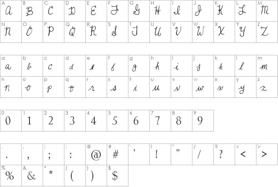 FONT 3 font character map preview