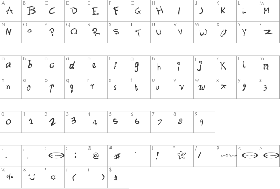 Font for Erin font character map preview