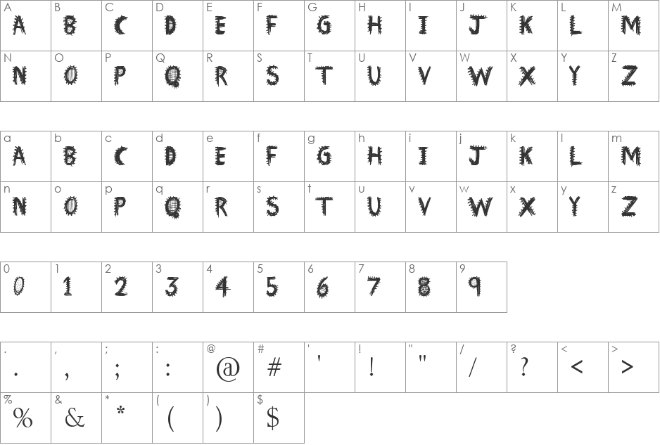 Font Insane font character map preview