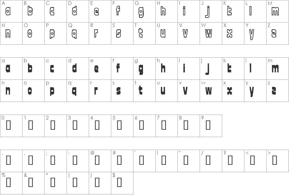 twelve font character map preview