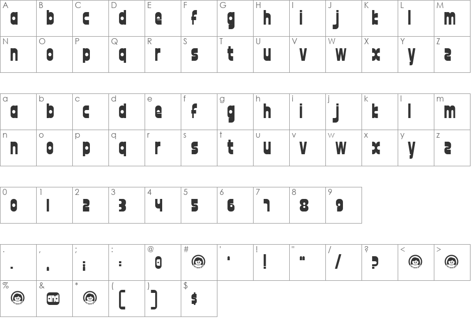 twelve good font character map preview