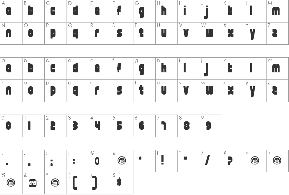 twelve good fatty font character map preview