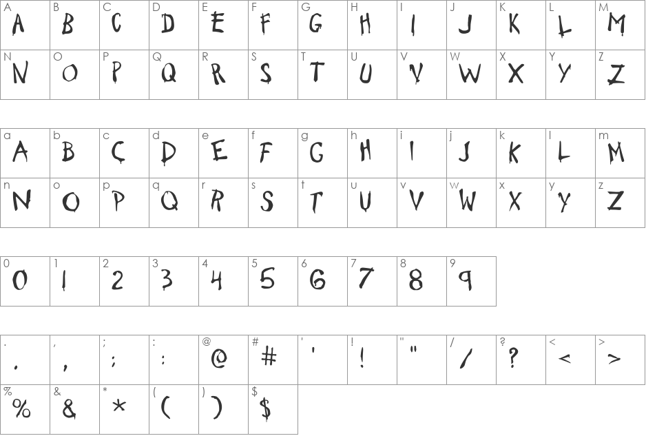 Font-fil-A font character map preview