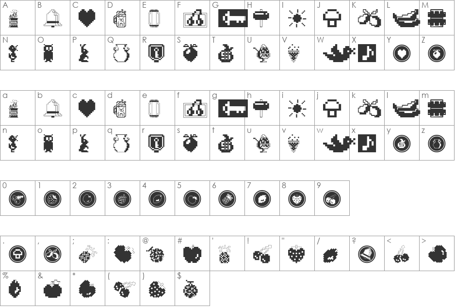 Fontalicious font character map preview