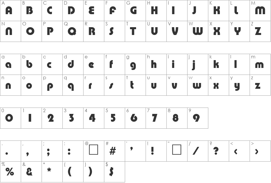 Fontane font character map preview