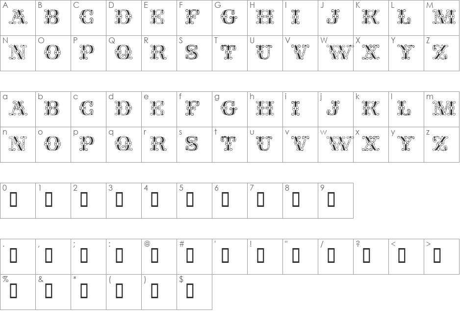 Fontanesi font character map preview