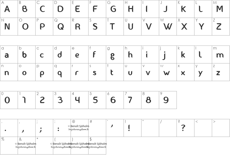 Fontasique font character map preview