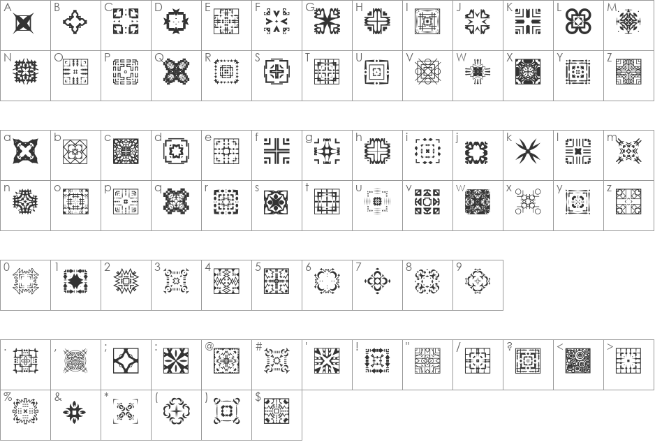 FontCo Designs 2 font character map preview