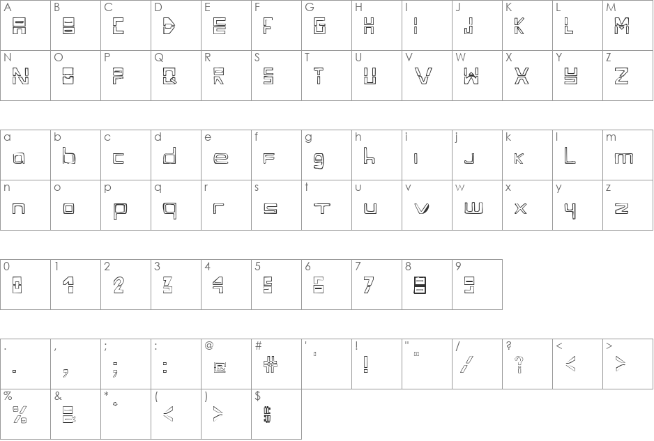 Freedizajnesrki font character map preview