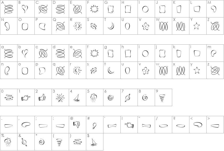 Fontesque font character map preview