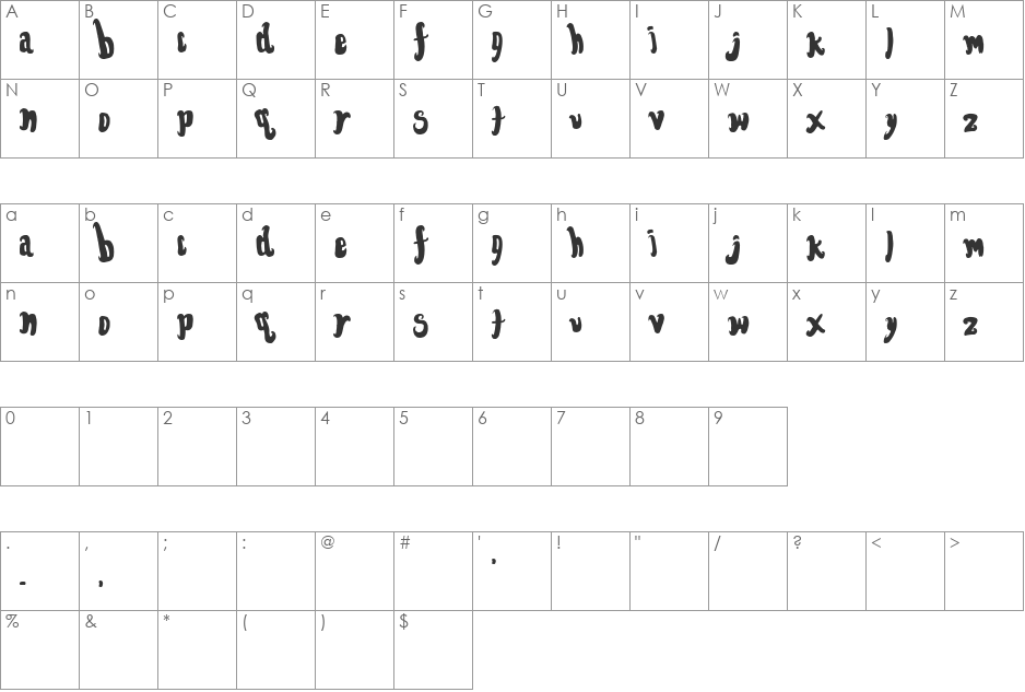 FontForTheDumped font character map preview