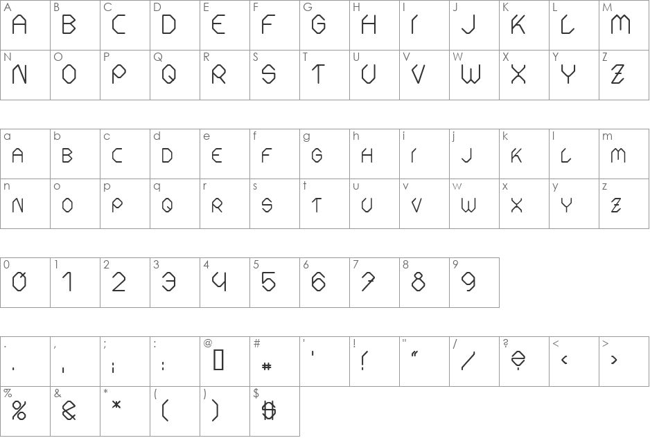 Fontmaker Slash font character map preview