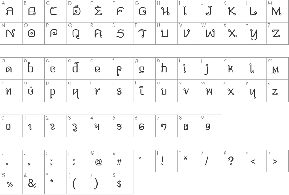 FonTok font character map preview