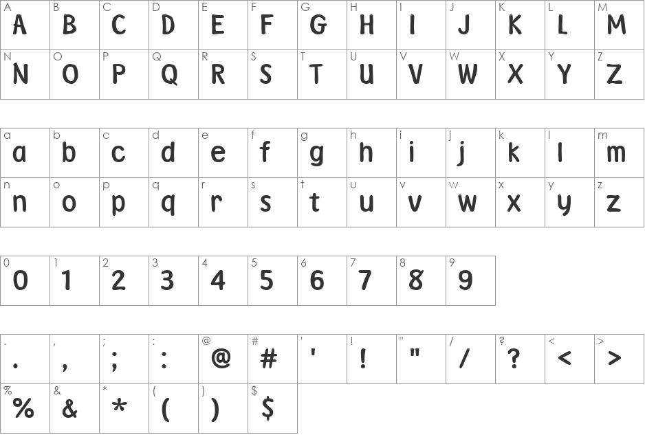 Fontoon ITC TT font character map preview
