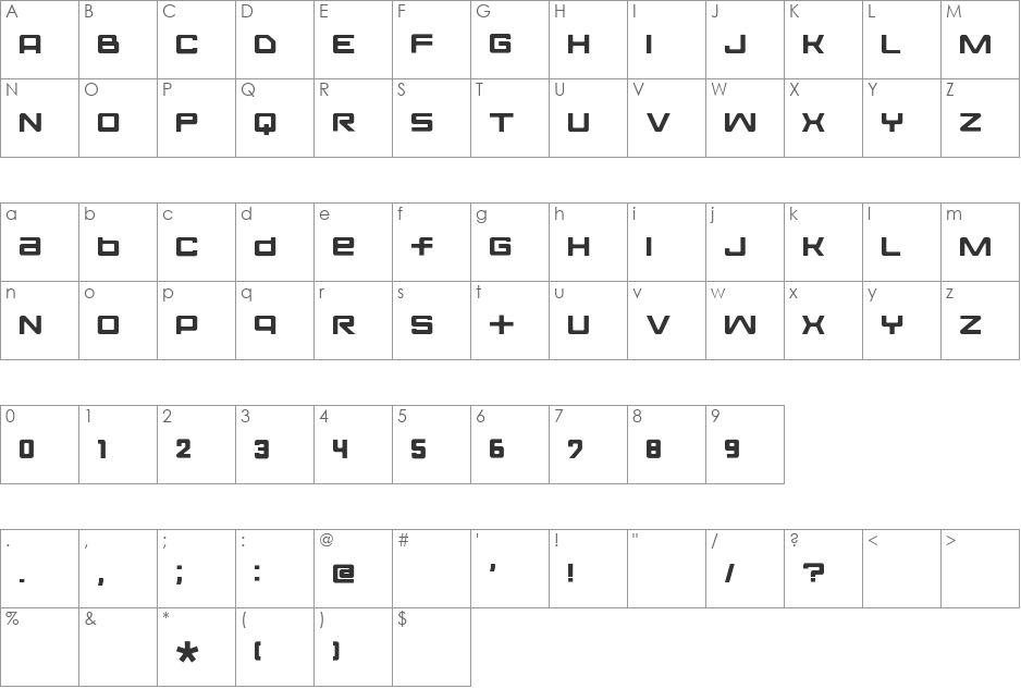 FontopoSOLID font character map preview
