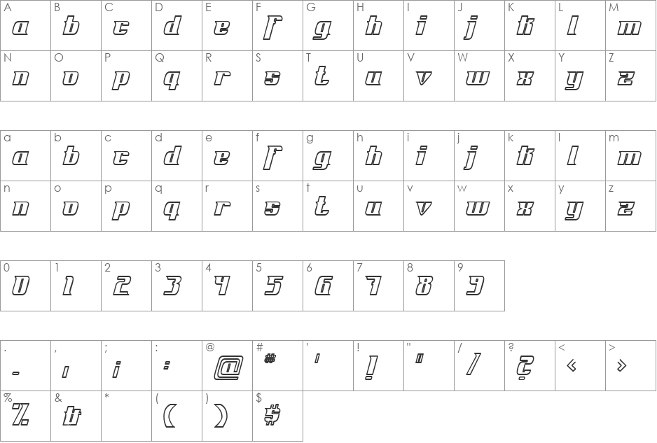 Fontovision IV font character map preview