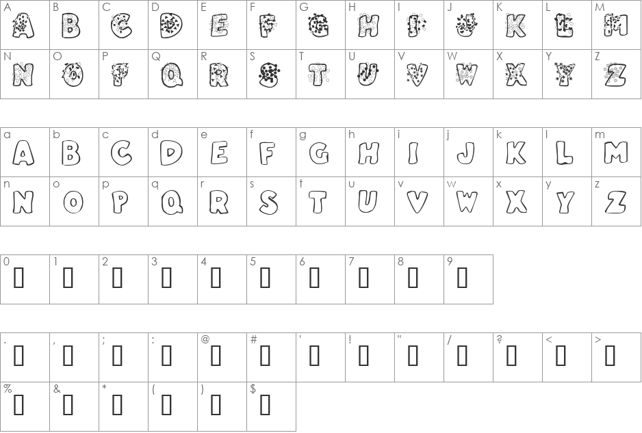 FontParty! font character map preview