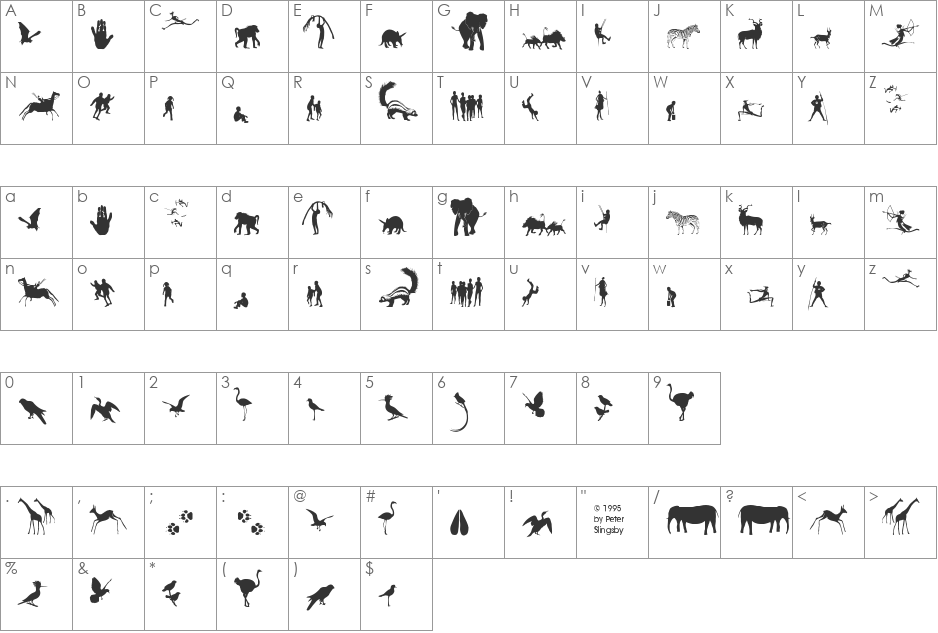 Fonts of Afrika Sample font character map preview