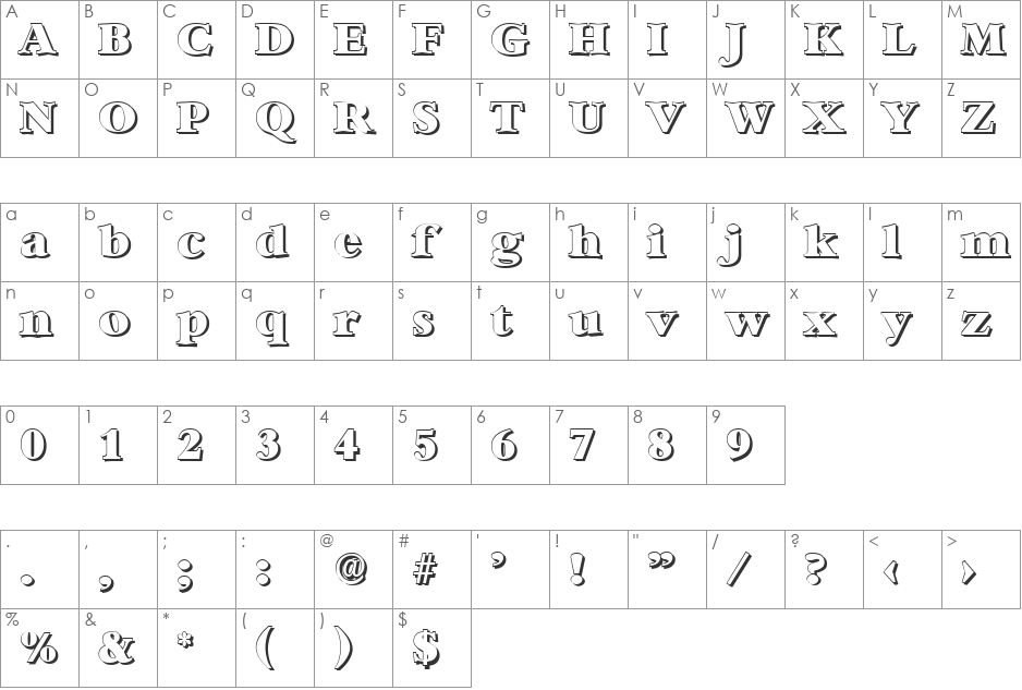 AndrewBeckerShadow-Heavy font character map preview