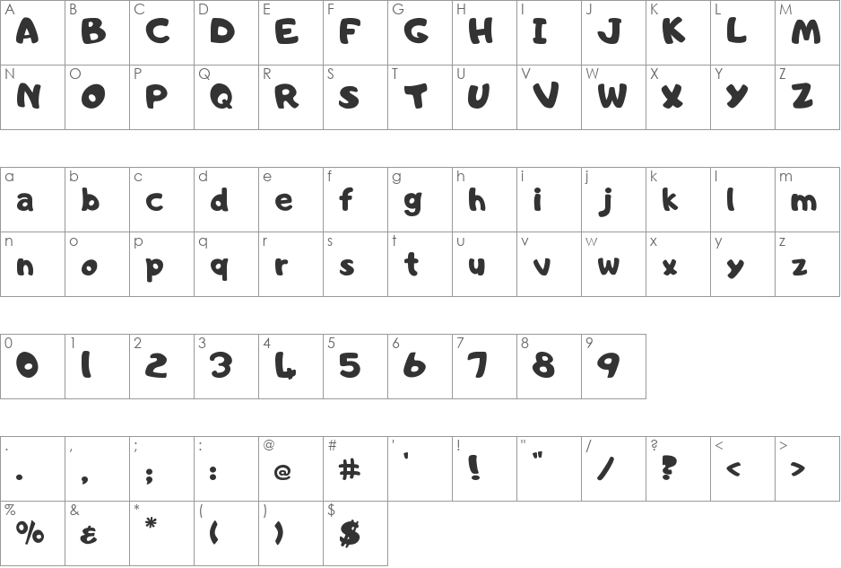 FontsRUs font character map preview