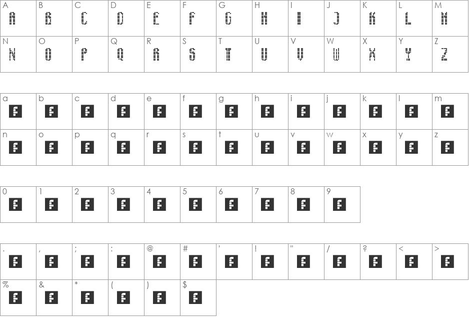 Freesssss font character map preview