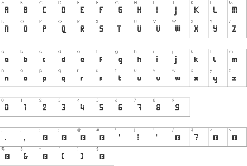 Freestruct Gothic font character map preview