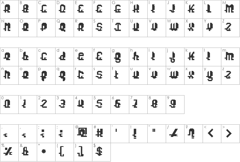 Fonuzzle font character map preview