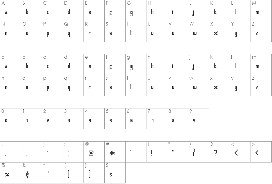 FoOleD bY GaYUs font character map preview