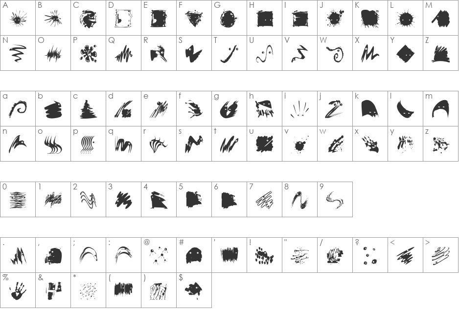 FoolsThree font character map preview