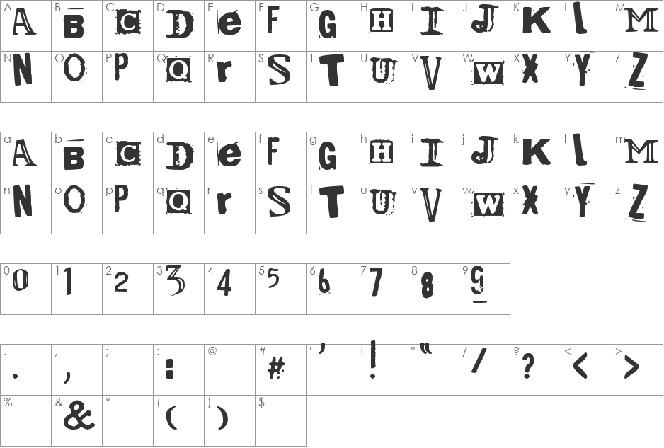 For The One Hundreth Time font character map preview