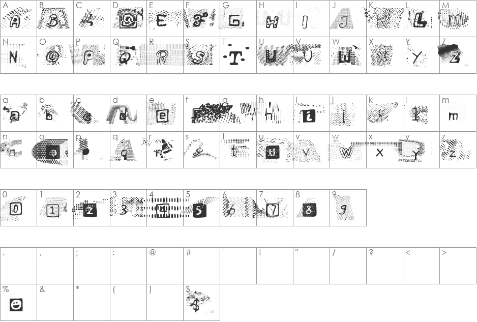 Forbidden Resolution font character map preview
