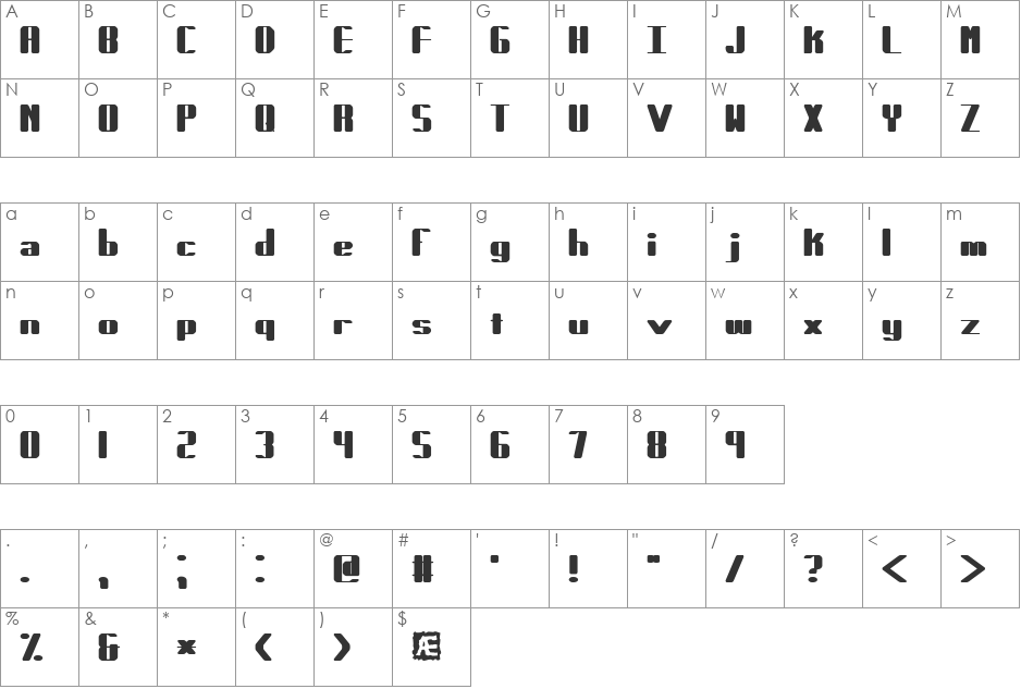 Forcible (BRK) font character map preview