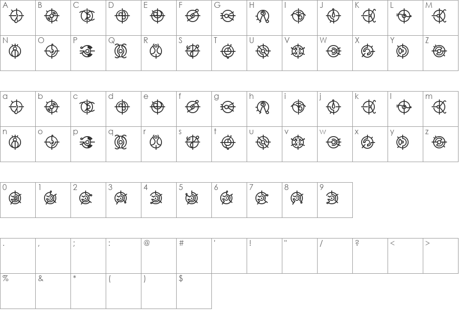 Forerunner font character map preview