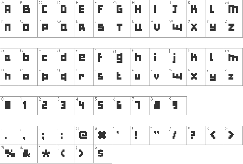 Forg Croak font character map preview