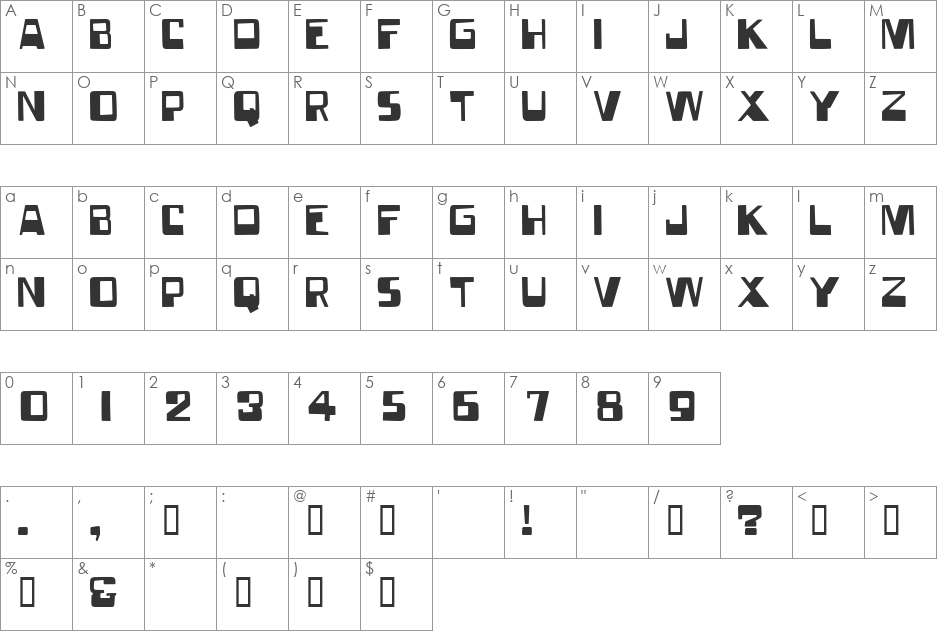 ForgottenWorld font character map preview