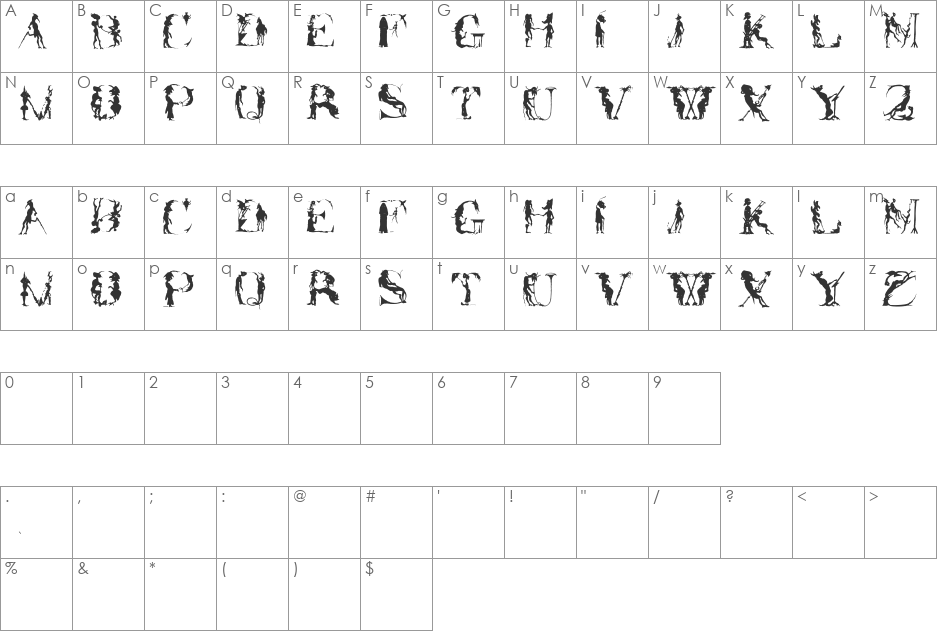 ForJeffTwo font character map preview