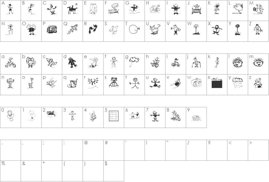 ForKids font character map preview