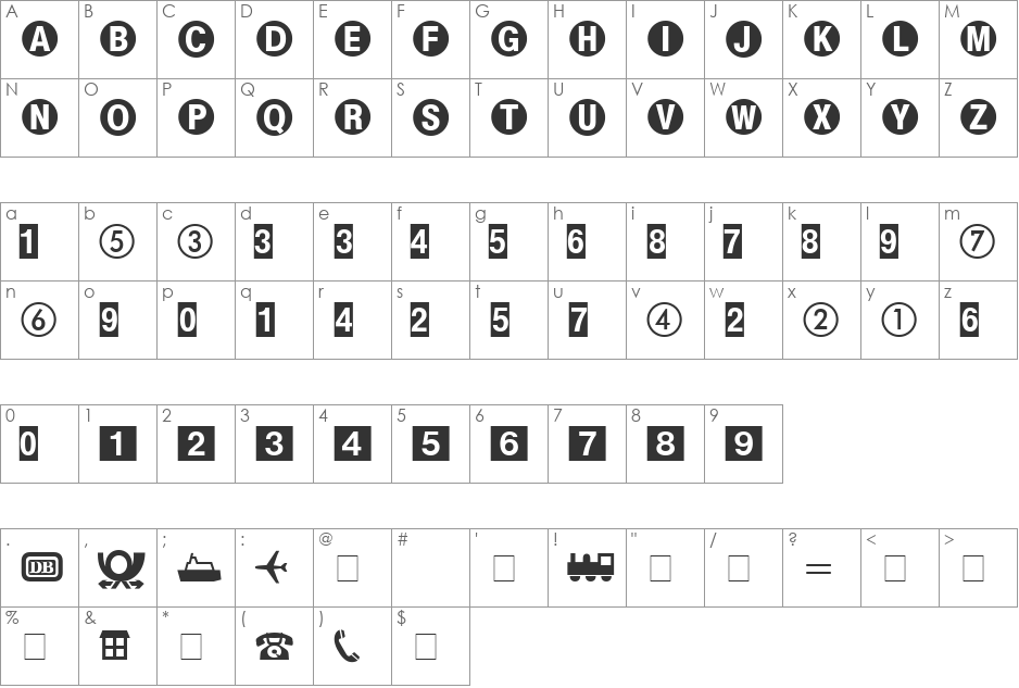 Format Pi One SSi font character map preview