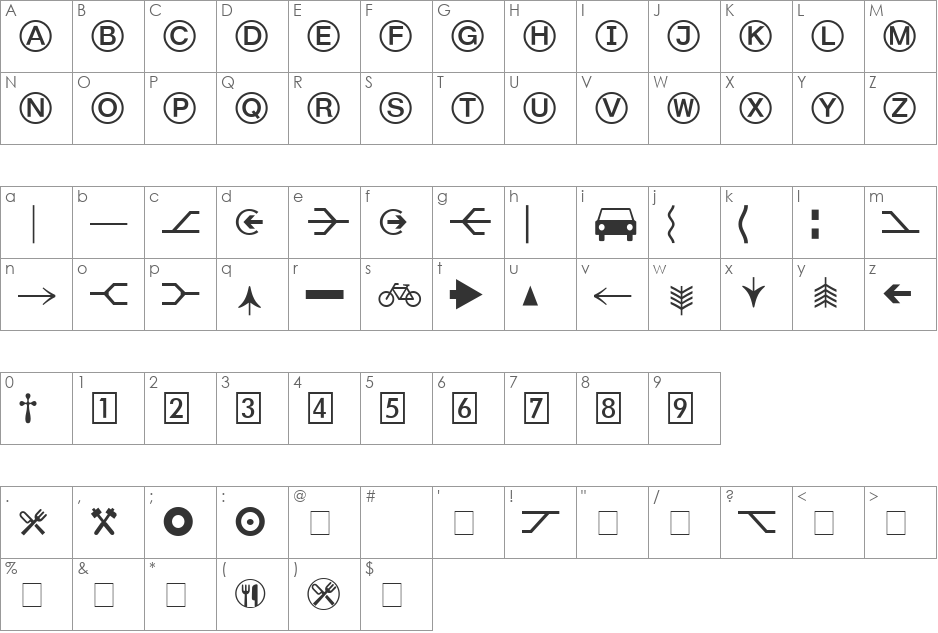 Format Pi Two SSi font character map preview