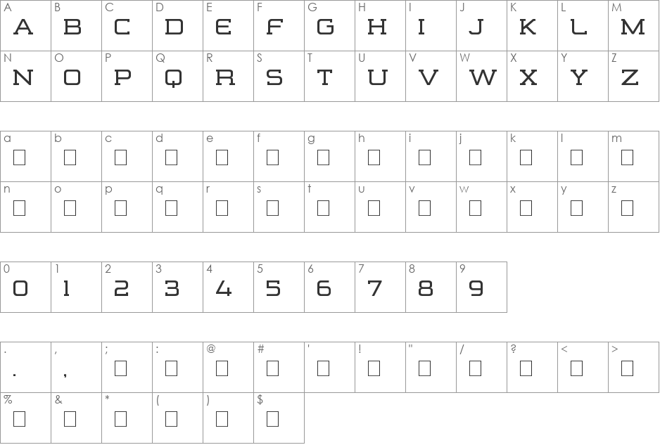 Formation Serif Regular font character map preview
