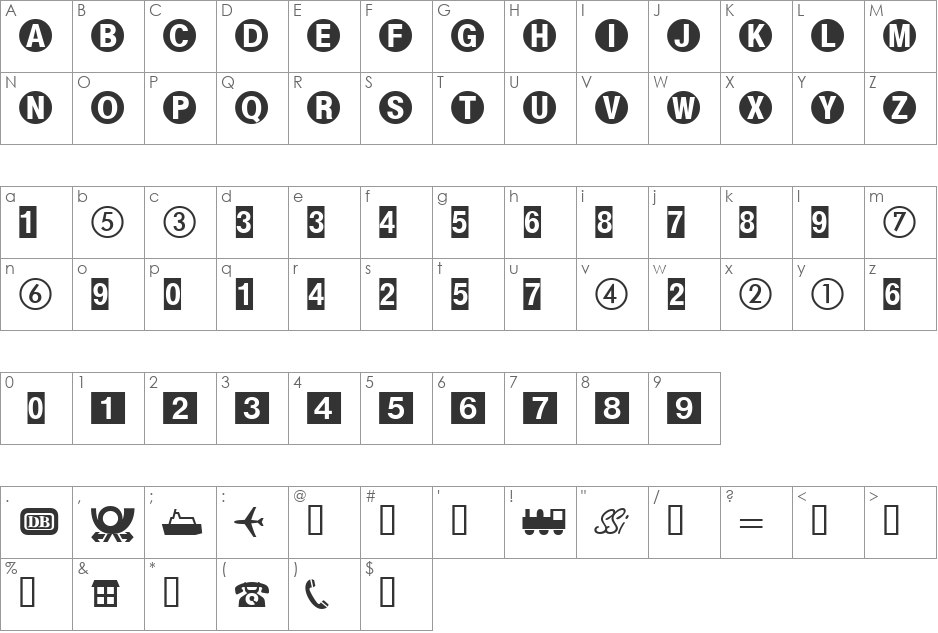 FormatPiOneSSK font character map preview