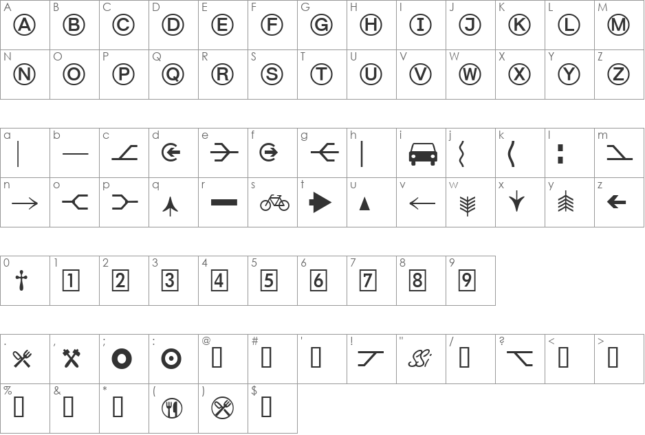 FormatPiTwoSSK font character map preview