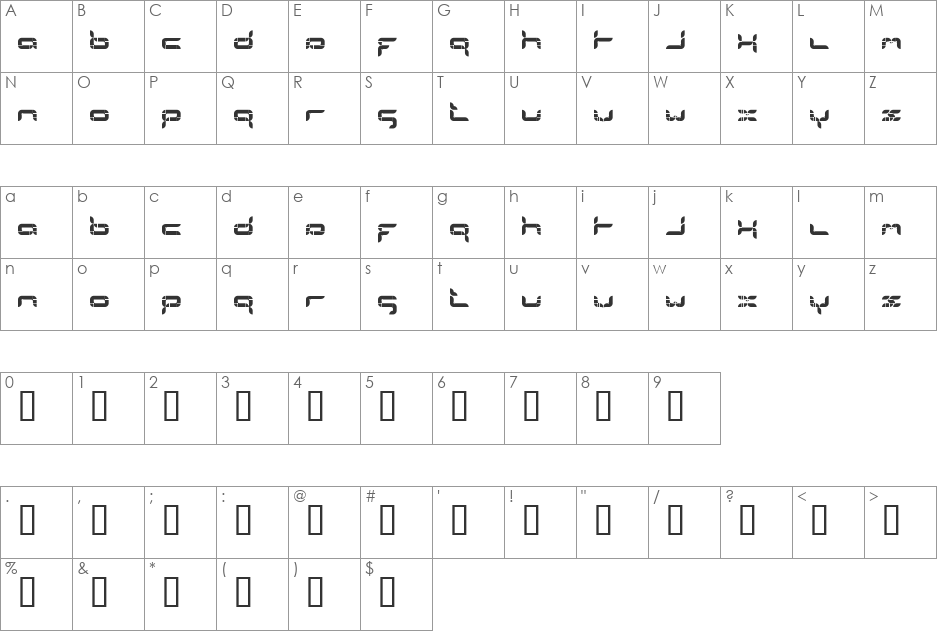 formlosOrganik font character map preview