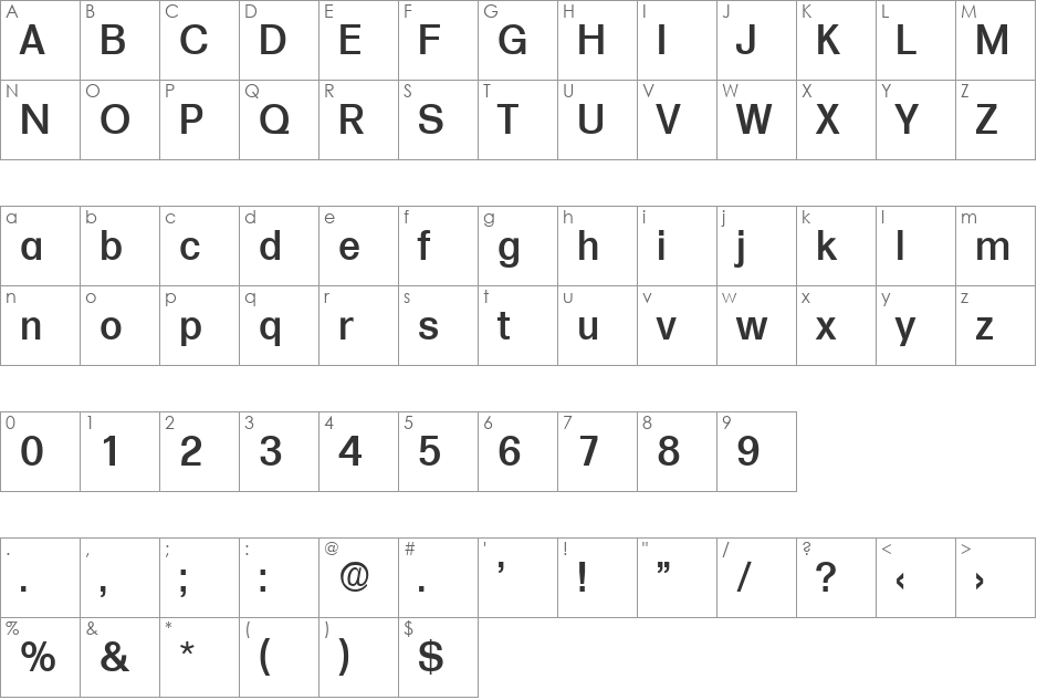 Formula-Medium font character map preview