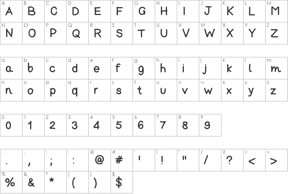 ForMyTrueLove font character map preview