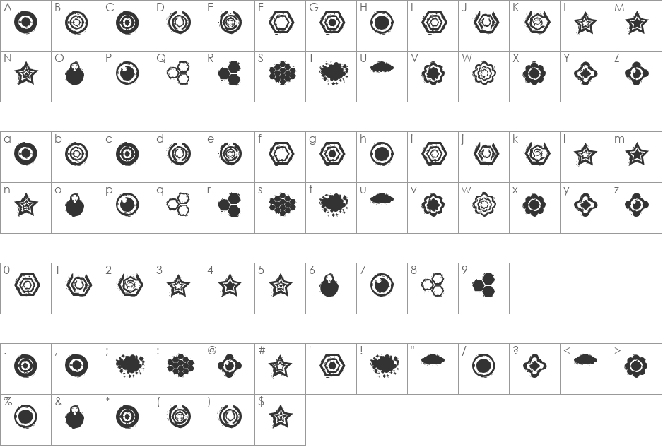 Formz Dingbatz 2 DSG font character map preview