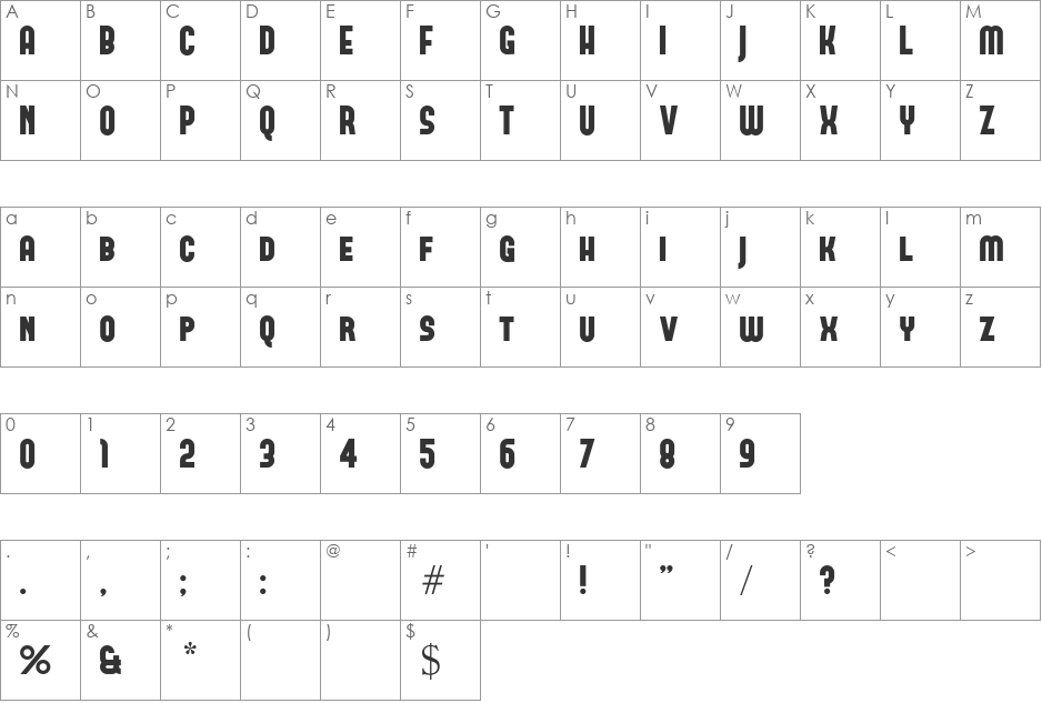 FORQUE font character map preview