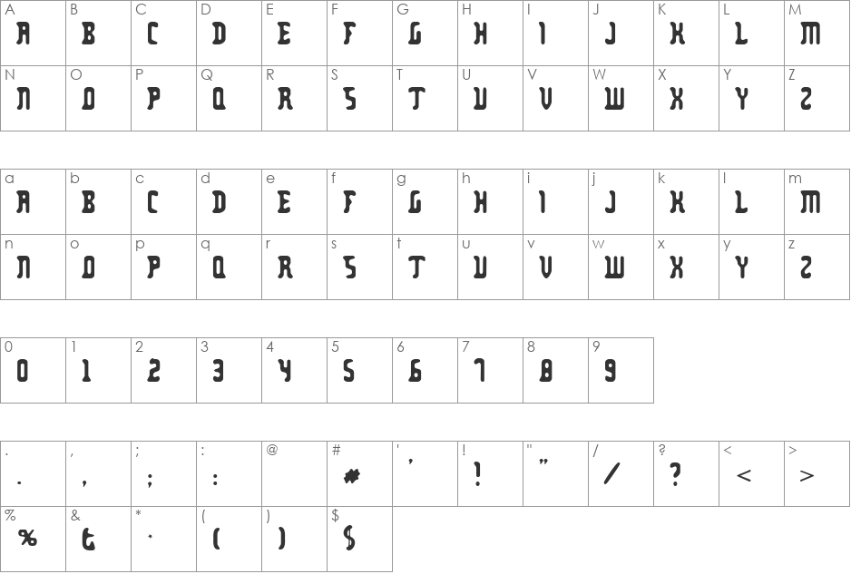 Forsee font character map preview