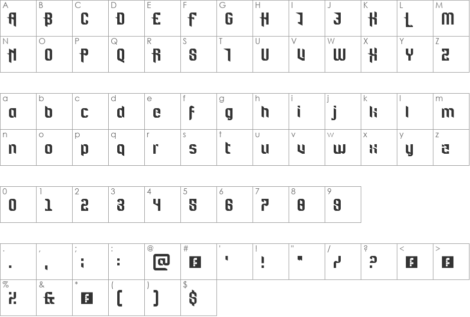 Fort Brewith font character map preview